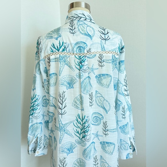 Blue Island summer  Blouse, Tunic, Button down shirt dress , swim coverup Size S - Picture 7 of 13
